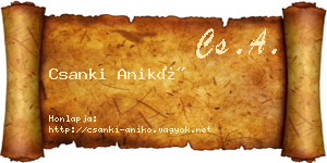 Csanki Anikó névjegykártya